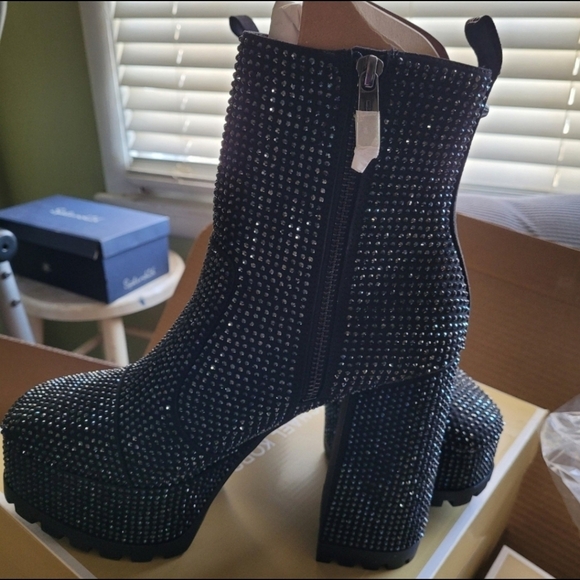 Michael Kors Black Rhinestone Heeled Boots - Picture 4 of 5